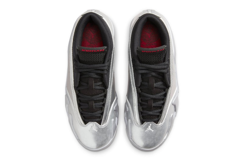 Official Look at the Air Jordan 14 Low "Metallic Silver" DH4121-060 release info womens Fire Red-Wolf Grey-Black jordan brand swoosh michael jordan mj basketball future tin foil nike