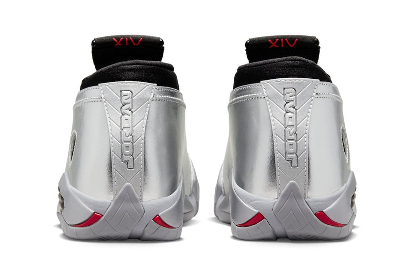 Official Look at the Air Jordan 14 Low "Metallic Silver" DH4121-060 release info womens Fire Red-Wolf Grey-Black jordan brand swoosh michael jordan mj basketball future tin foil nike