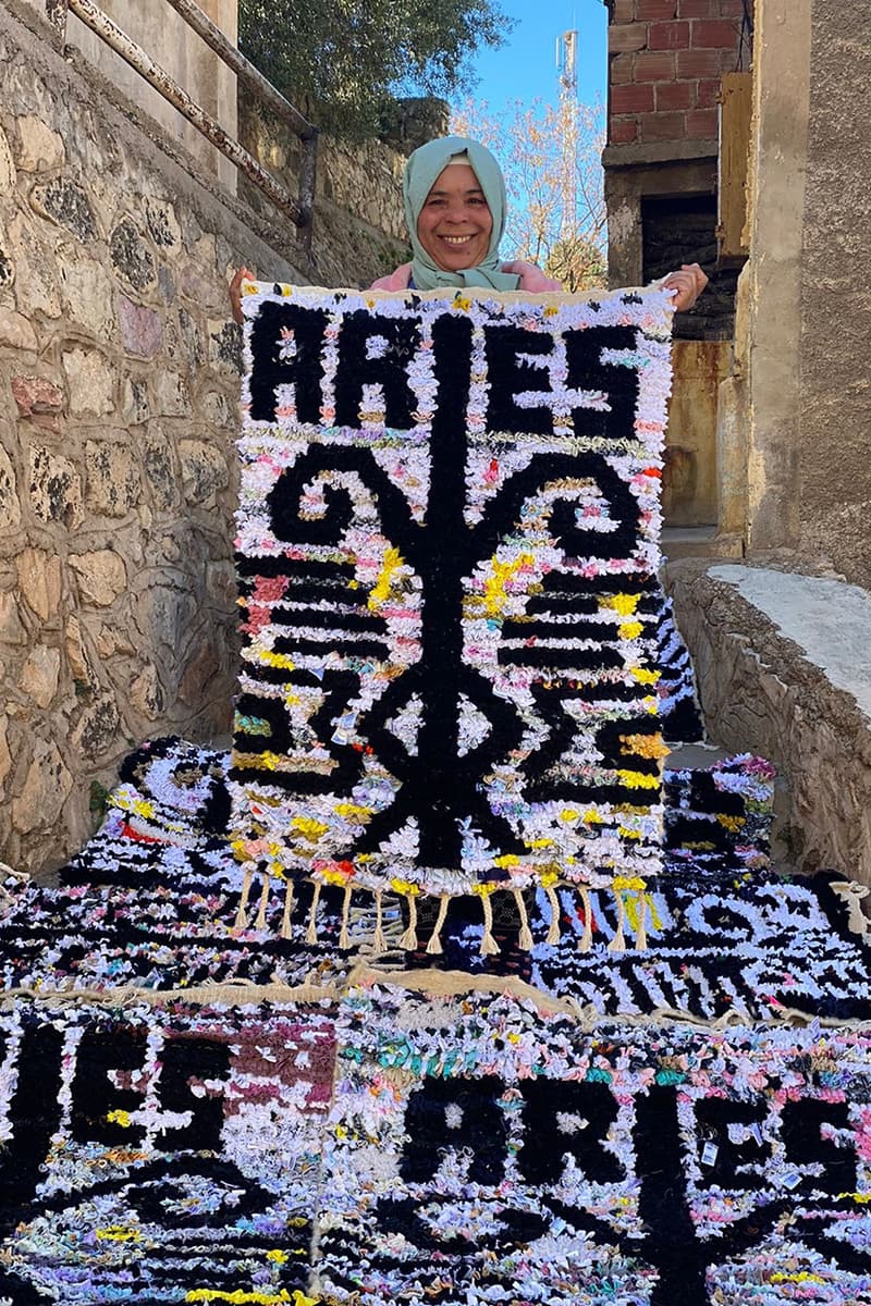 Aries Arise boucheroitte rugs artisan limited edition artisanproject female-led initiative moroccan rug deadstock t-shirts wool online for sale homeware decor design UK brand emerging designers