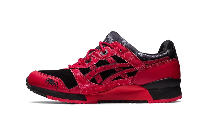 atmos ASICS Gel-Lyte III Black Spider Sneaker Collaboration Shoes Fashion Reggae Music Sneakerheads Red Black Bandana 1201A854-001