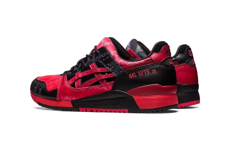 Кроссовки Atmos ASICS Gel-Lyte III Black Spider, обувь для совместной работы, модные кроссовки в стиле регги, красная, черная бандана 1201A854-001