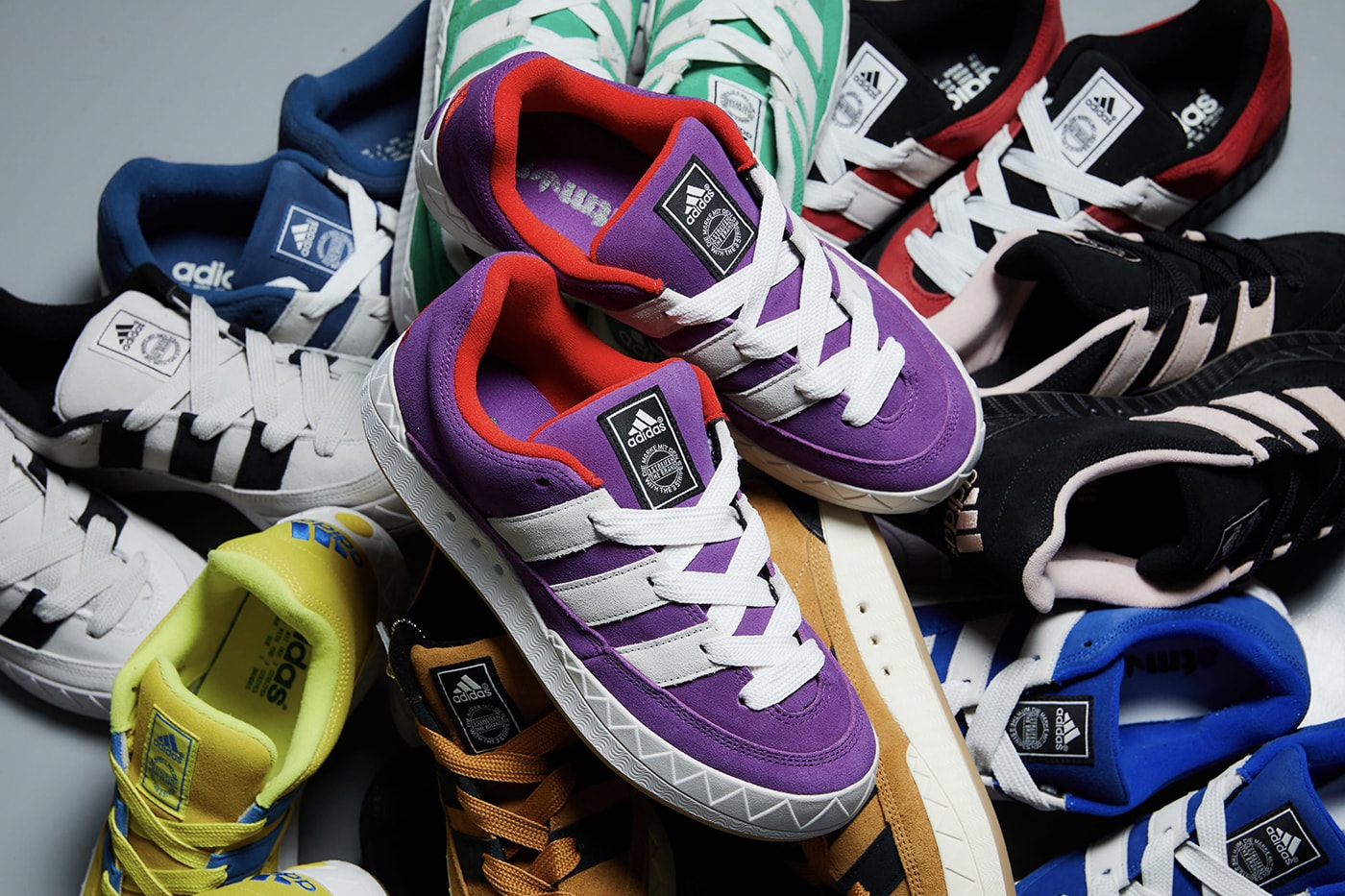 atmos adidas adimatic purple suede fourth colorway harajuku red collaboration release info date price nalu apparel teees