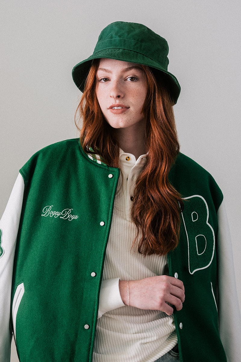 bogey boys holiday collection golf macklemore jacket varsity shirt sweater pants green white black