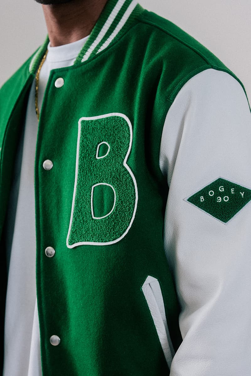 bogey boys holiday collection golf macklemore jacket varsity shirt sweater pants green white black