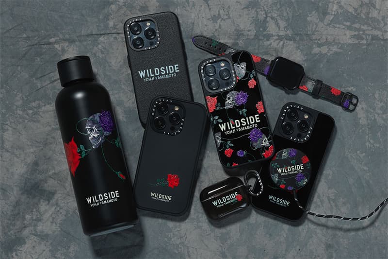 Casetify wildside yohji yamamoto skull rose airpods iphone water bottle watch black red purple leather release info date price