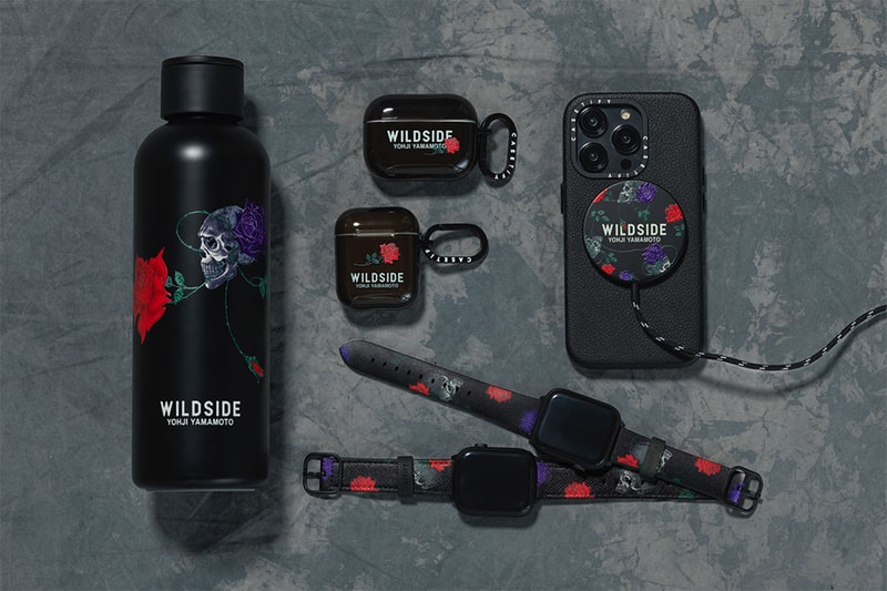 Casetify wildside yohji yamamoto skull rose airpods iphone water bottle watch black red purple leather release info date price