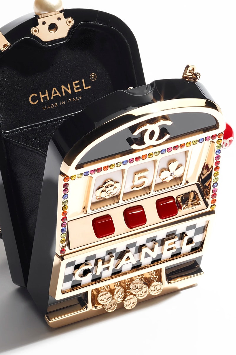 Chanel Minaudiere Bag Collection Racing Bike Helmet Slot Machine Sphere Resin Diamanté Silver-Tone Metal Imitation Pearl Virginie Viard