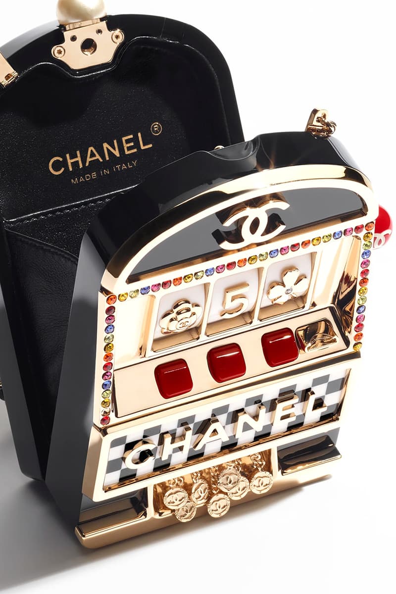 Chanel Minaudiere Bag Collection Racing Bike Helmet Slot Machine Sphere Resin Diamanté Silver-Tone Metal Imitation Pearl Virginie Viard