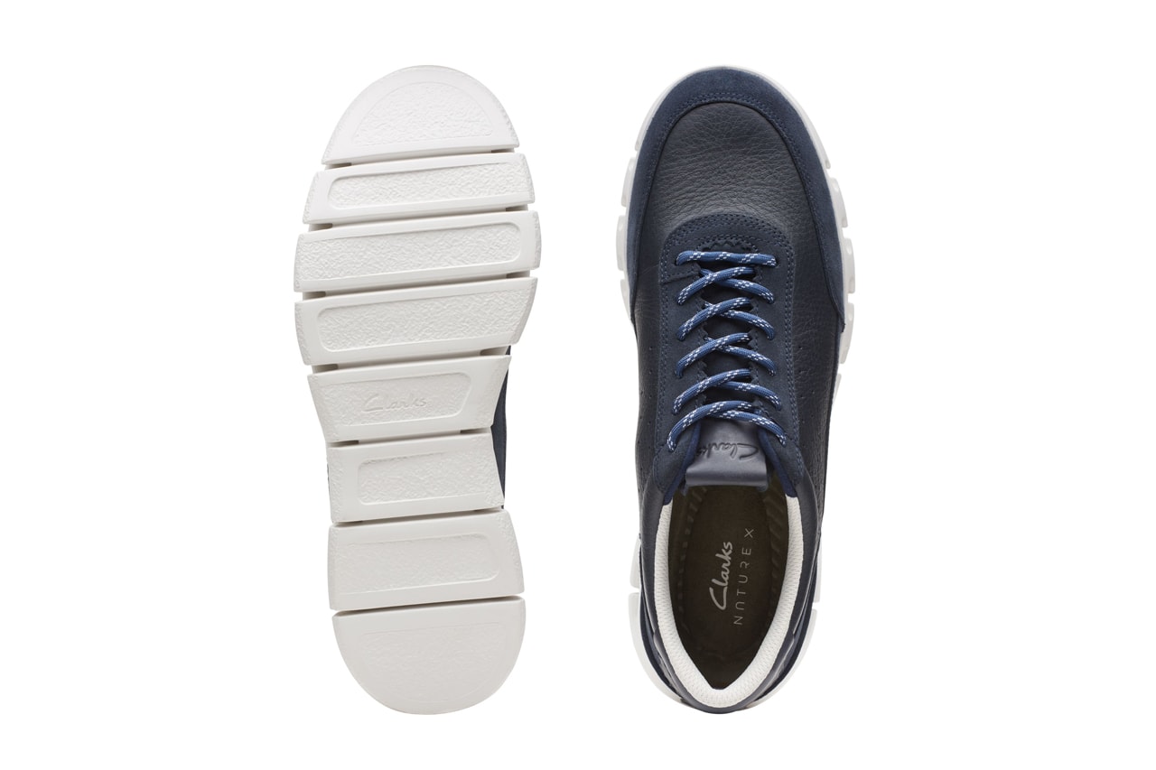 Темно-синие комбинированные кроссовки Clarks Originals Nature x One для бега, современная подошва из ЭВА 