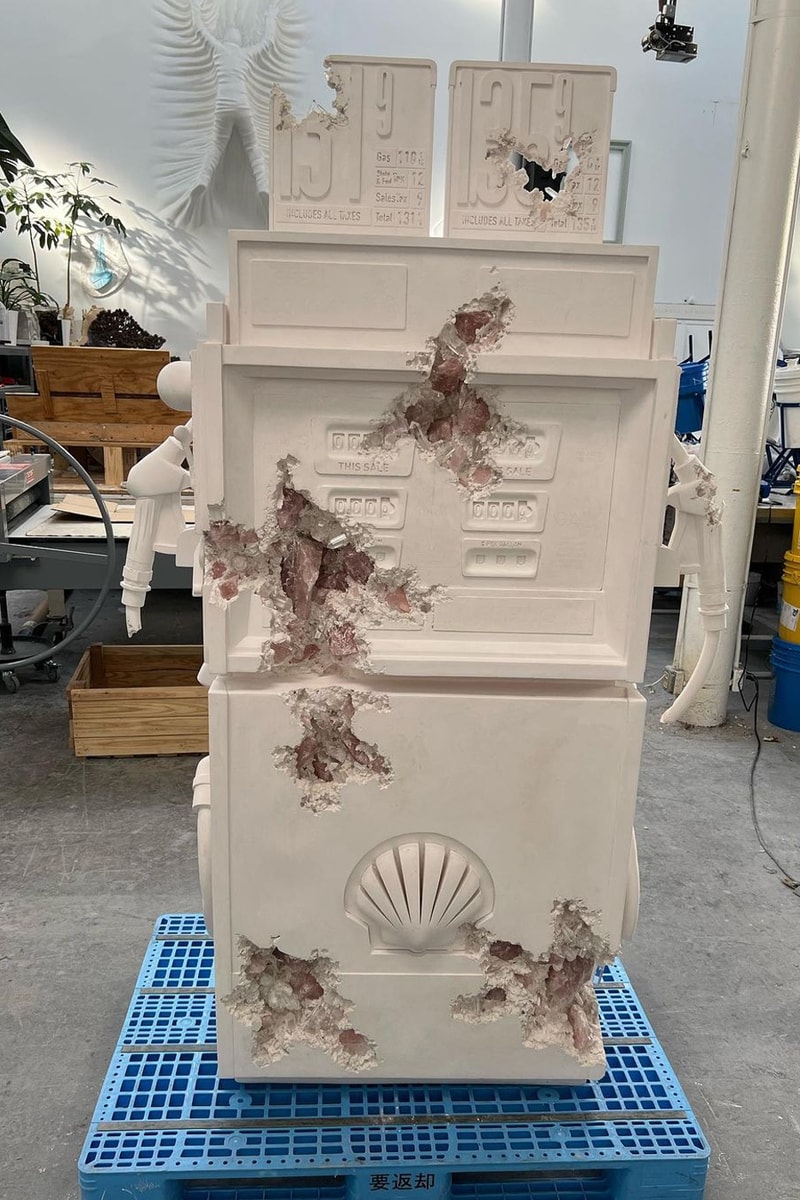 Daniel Arsham relic vintage gas pump coke coca cola 3d 2d white monotone sculpture white info images