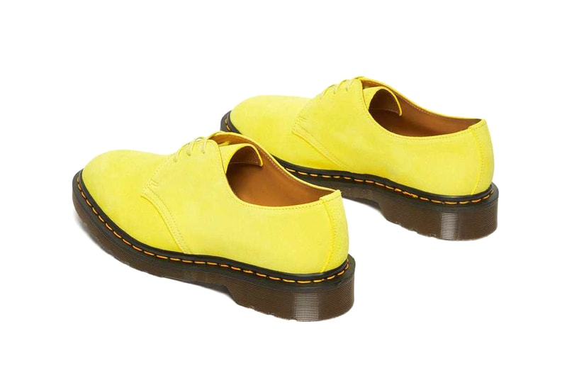 Dr Martens 1461 Made in England Footwear Leeds Green Yellow Pink Beige Suede Leather Yellow Welt Stitching Fashion Shoes Footwear