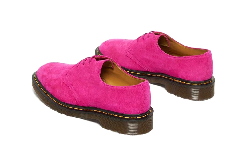 Dr Martens 1461 Made in England Footwear Leeds Green Yellow Pink Beige Suede Leather Yellow Welt Stitching Fashion Shoes Footwear