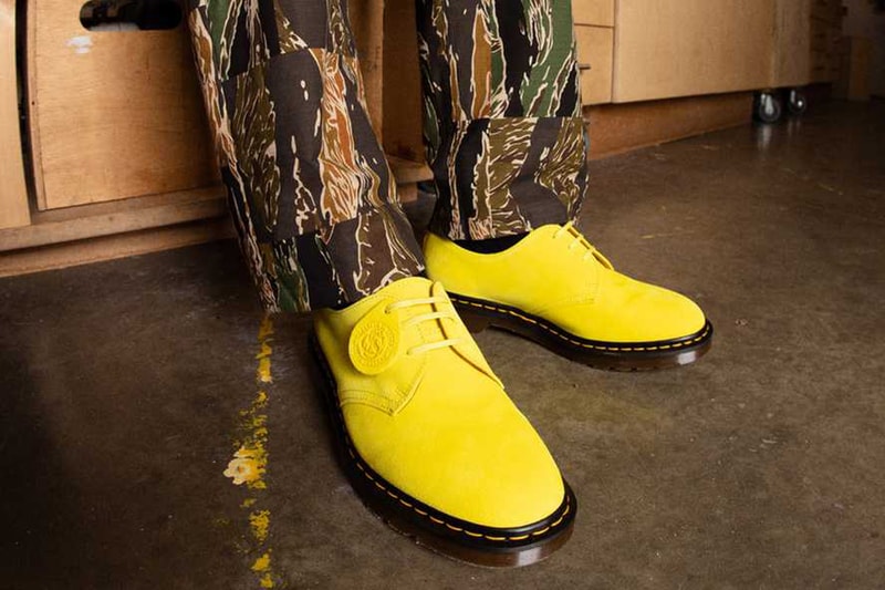 Dr Martens 1461 Made in England Footwear Leeds Green Yellow Pink Beige Suede Leather Yellow Welt Stitching Fashion Shoes Footwear