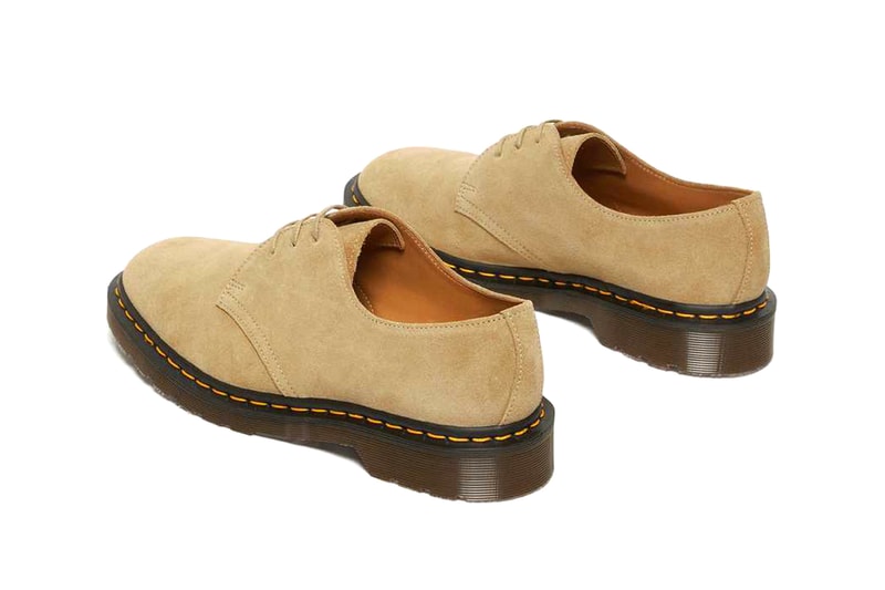 Dr Martens 1461 Made in England Footwear Leeds Green Yellow Pink Beige Suede Leather Yellow Welt Stitching Fashion Shoes Footwear