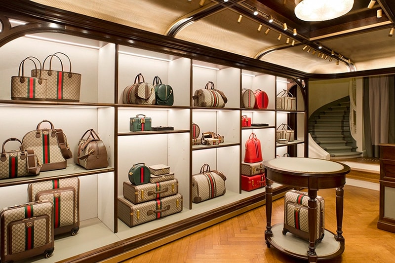 Gucci Officially Opens First Stand-Alone Luggage Store in Paris gucci valigeria saint honore one of a kind kering luxury fashion italian travel suitcases alessandro michele goyard train