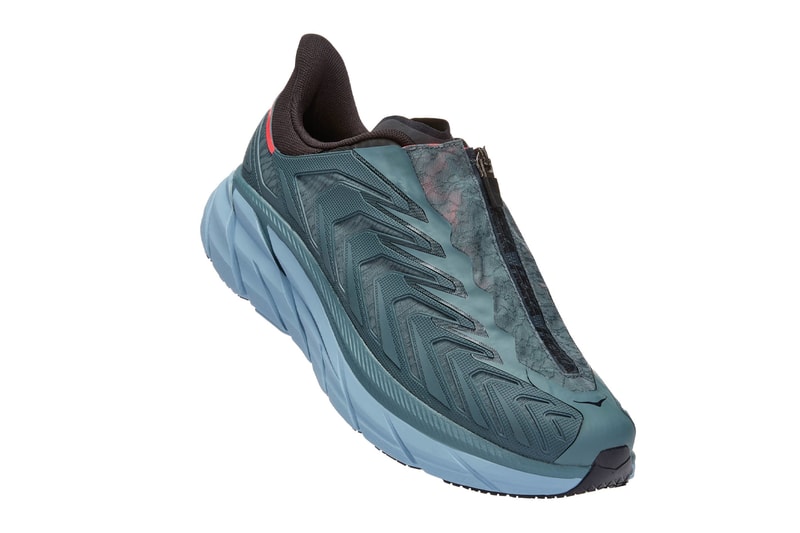 hoka project clifton 8 printed upppers quick lace waterproof unisex blue graphite lunar rock black lifestyle footwear sneakers release info
