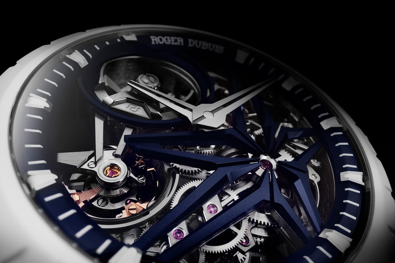 Roger Dubuis Excalibur Hypebeast Monobalancier MB HYPEBEAST Collaboration Timepiece Luxury Watch Geneva Switzerland Automatic RD720SQ Micro-Rotor Blue White Ceramic Double Balanced Inertia 