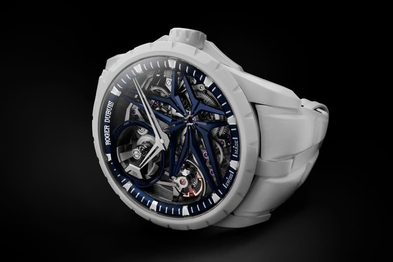 Roger Dubuis Excalibur Hypebeast Monobalancier MB HYPEBEAST Collaboration Timepiece Luxury Watch Geneva Switzerland Automatic RD720SQ Micro-Rotor Blue White Ceramic Double Balanced Inertia 