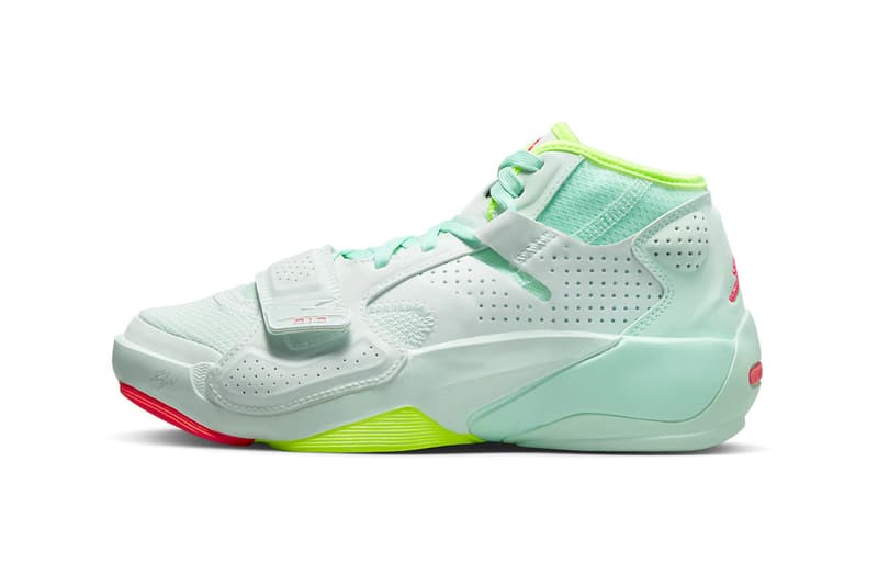 Official Look at the Jordan Zion 2 "Barely Green" DO9161-367 spring 2023 Flash Crimson-Volt-Mint Foam zion williamson nba basketball new orleans pelicans 