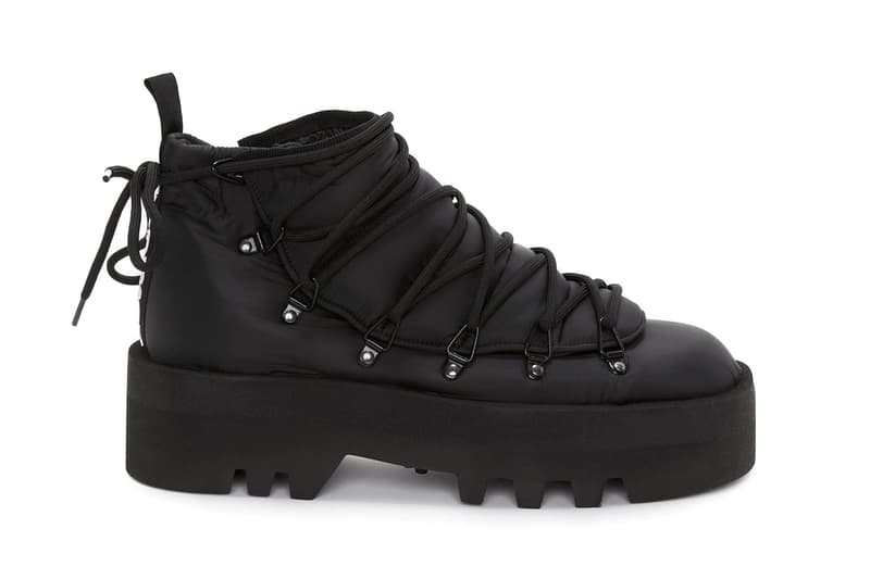 JW Anderson Padded Fabric Lace Up Boots Black Pink Hot Fall Winter 2022 Runway Shoes Jonathan Anderson Release Information FW22