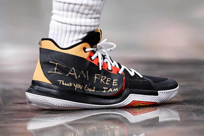 Kyrie Irving Playing in Taped Over Nike Sneakers Info