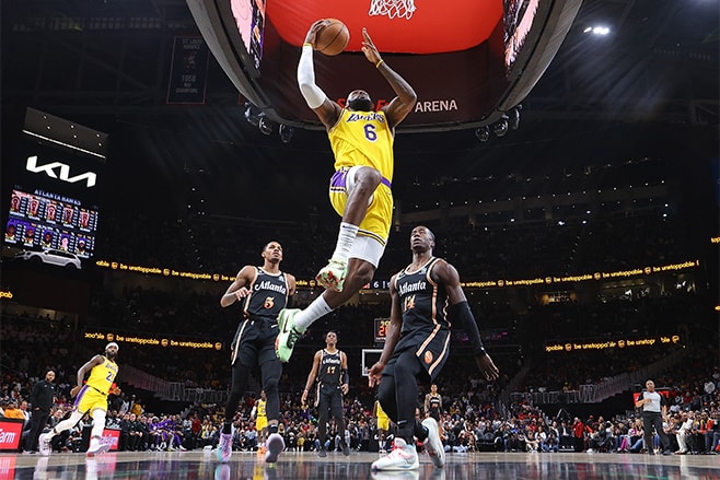 lebron james 47 points 10 rebounds 9 assists 38th birthday 130 121 victory lakers atlanta hawks all time news info