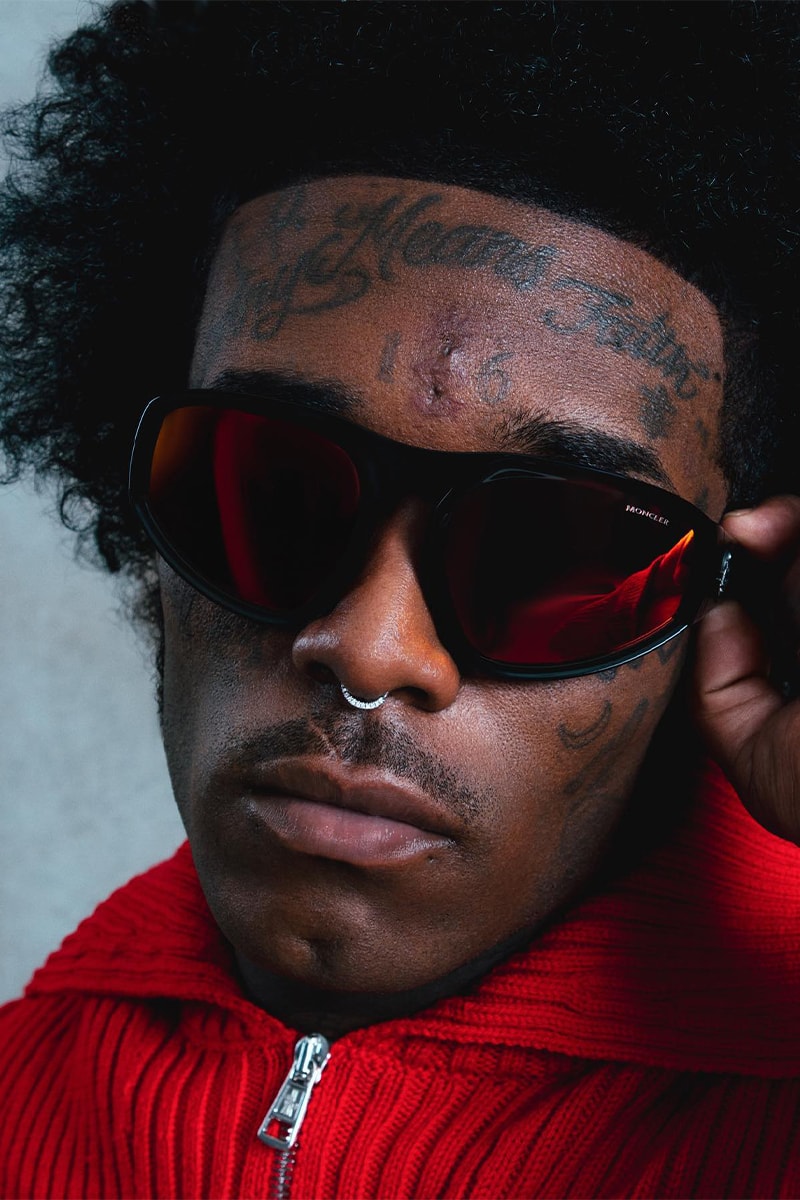 Lil Uzi Vert Fronts Moncler Lunettes Fall/Winter 2022 Campaign sunglasses balaclava ski mask atheltic sunglasses winter salomon sports rapper