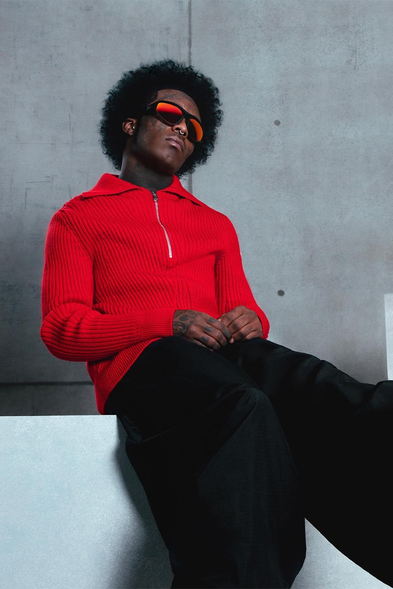 Lil Uzi Vert Fronts Moncler Lunettes Fall/Winter 2022 Campaign sunglasses balaclava ski mask atheltic sunglasses winter salomon sports rapper