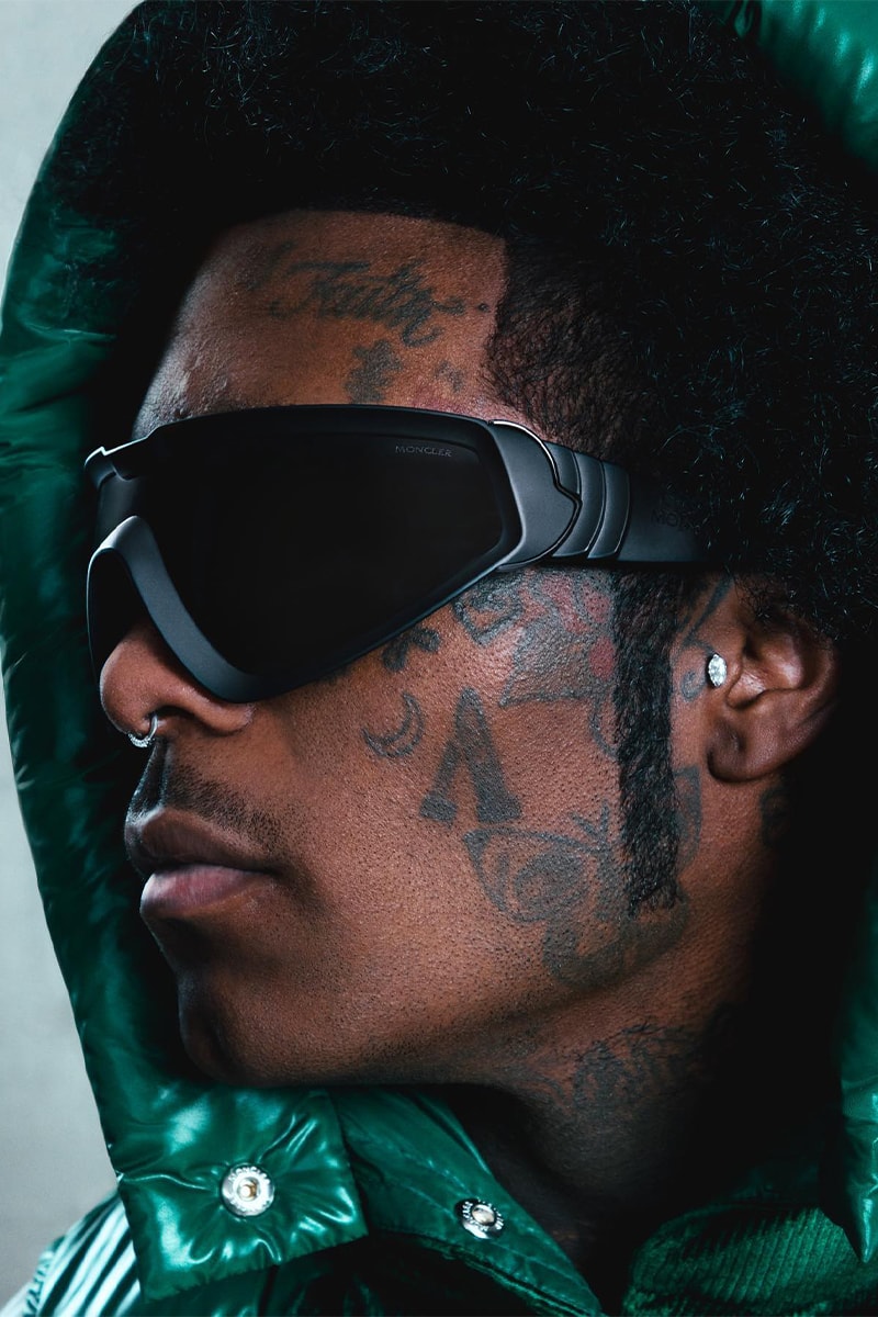 Lil Uzi Vert Fronts Moncler Lunettes Fall/Winter 2022 Campaign sunglasses balaclava ski mask atheltic sunglasses winter salomon sports rapper