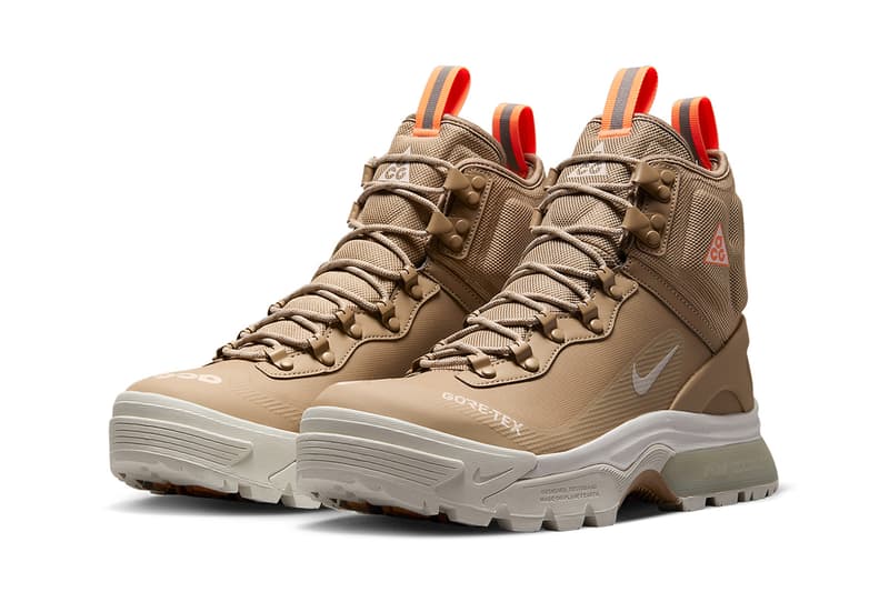 nike acg zoom gaiadome gore tex khaki atomic orange light bone DD2858 202 release date info store list buying guide photos price 