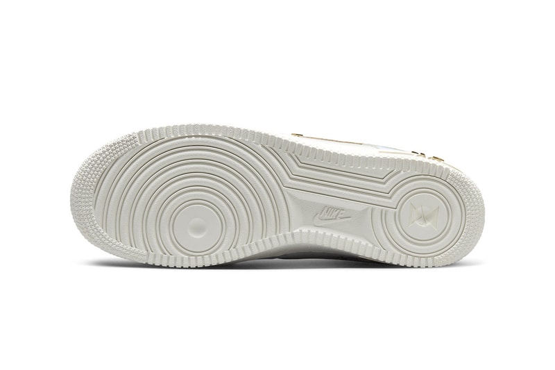 Nike Air Force 1 Low patchwork sail gold exposed stitching sky paint marble construction release info date price