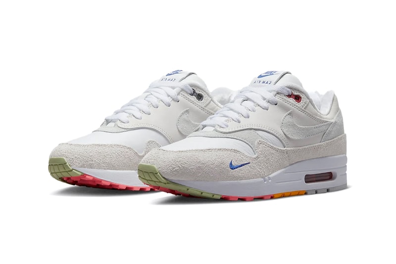 Nike Air Max 1 Neutral Grey Multi-Colored Swoosh Pom Pom Laces Shoes Sneakers Trainers Footwear Fashion Style Streetwear