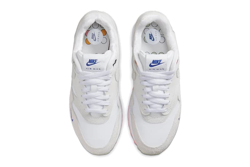 Nike Air Max 1 Neutral Grey Multi-Colored Swoosh Pom Pom Laces Shoes Sneakers Trainers Footwear Fashion Style Streetwear