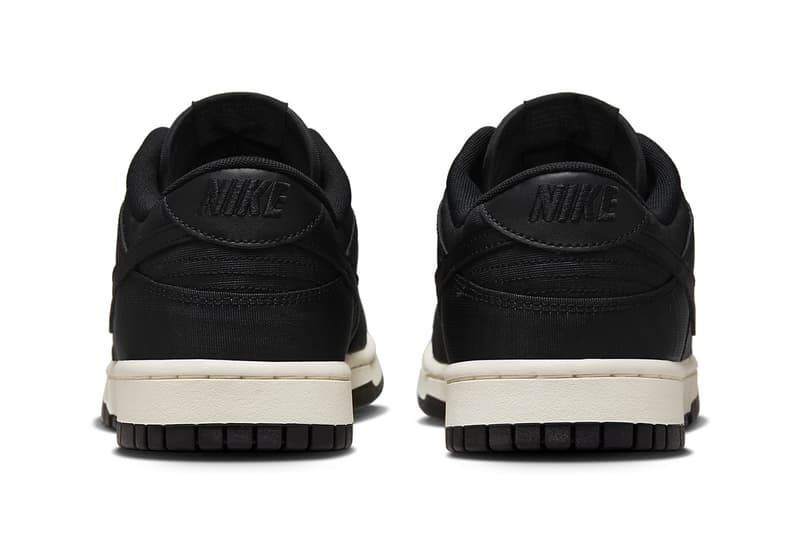 On-Feet Look at the Nike Dunk Low "Black Canvas" DV7211-001 shoes sneakers low tops swoosh skater shoes 2023  Nike Dunk Low Black Canvas DV7211-001 Release Info