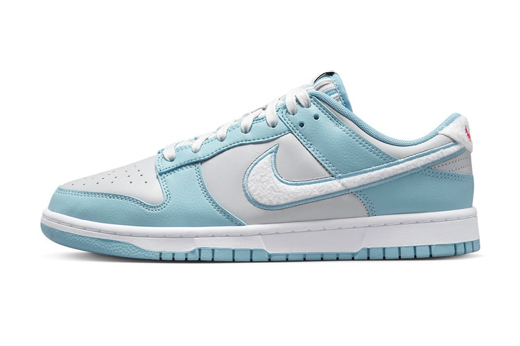 Fleece Swooshes Hit the Nike Dunk Low "Worn Blue"