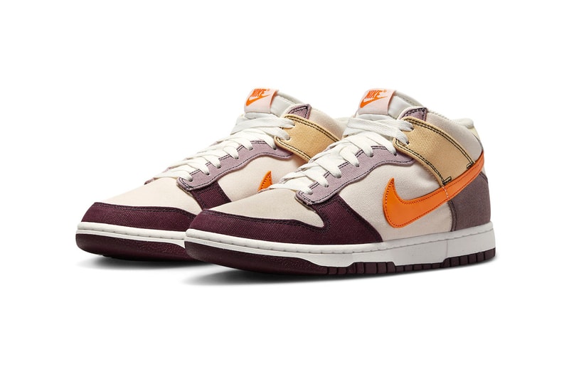Official Images of the Nike Dunk Mid "Coconut Milk" DV0830-101 vivid Orange-Celestial Gold-Plum Eclipse-Sail-Night Maroon spring 2023