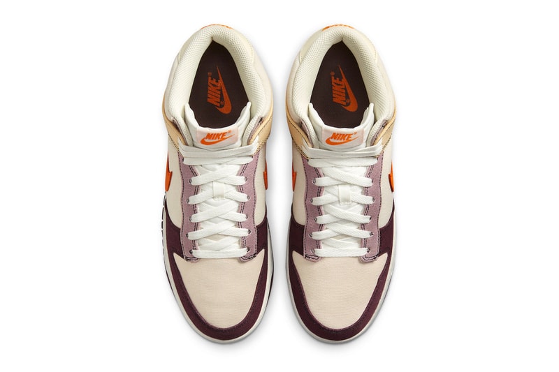 Official Images of the Nike Dunk Mid "Coconut Milk" DV0830-101 vivid Orange-Celestial Gold-Plum Eclipse-Sail-Night Maroon spring 2023
