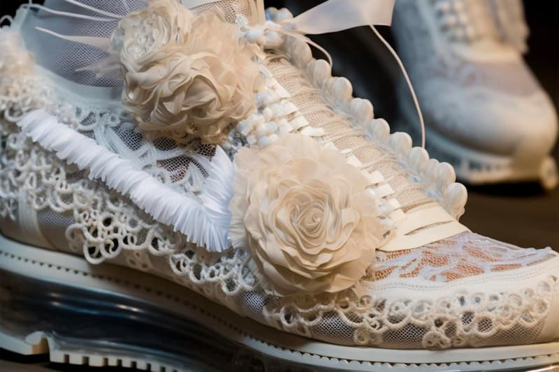 AI Inteligência Artificial Nike Tênis Crochet Knit Lace Air Force 1 Boot Ribbons Bows @luckynumber.8 @ai_clothingdaily Instagram Viral TikTok