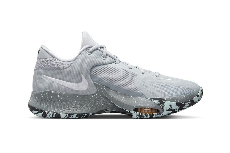 Official Look at Nike Zoom Freak 4 "Etched In Stone" DJ6149-004 Wolf Grey/White-Cool Grey-Black january 2023 marble greek freak giannis antetokounmpo nba milwaukee bucks swoosh basketball