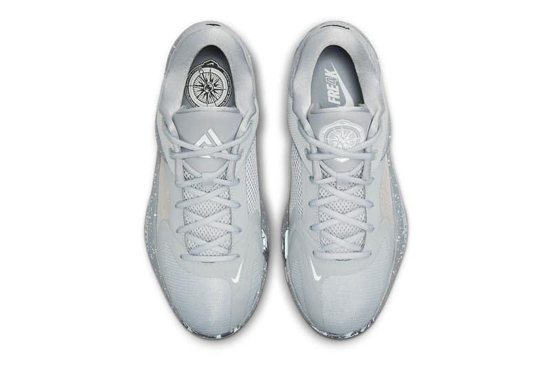 Official Look at Nike Zoom Freak 4 "Etched In Stone" DJ6149-004 Wolf Grey/White-Cool Grey-Black january 2023 marble greek freak giannis antetokounmpo nba milwaukee bucks swoosh basketball