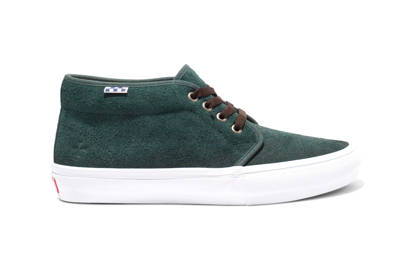 Noah Vans skate chukka collaboration red tan green white checkerboard release info date price