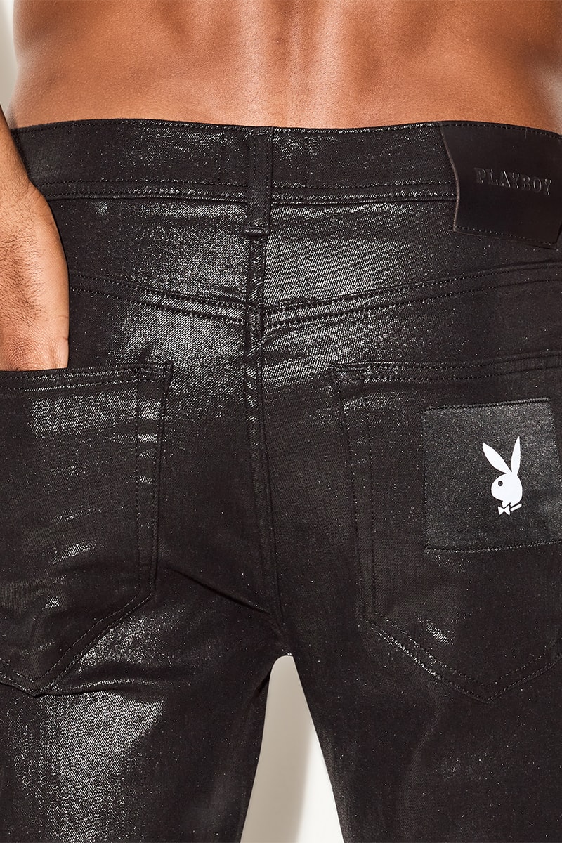 Playboy Launches Own Denim Brand women mens first solo venture camo jeans paisley sexy lingerie calendar bunnies