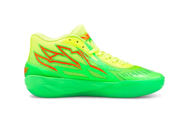 PUMA and Nickelodeon Come Together for a "Slime" Edition for the MB.02 lamelo ball green neon basketball show