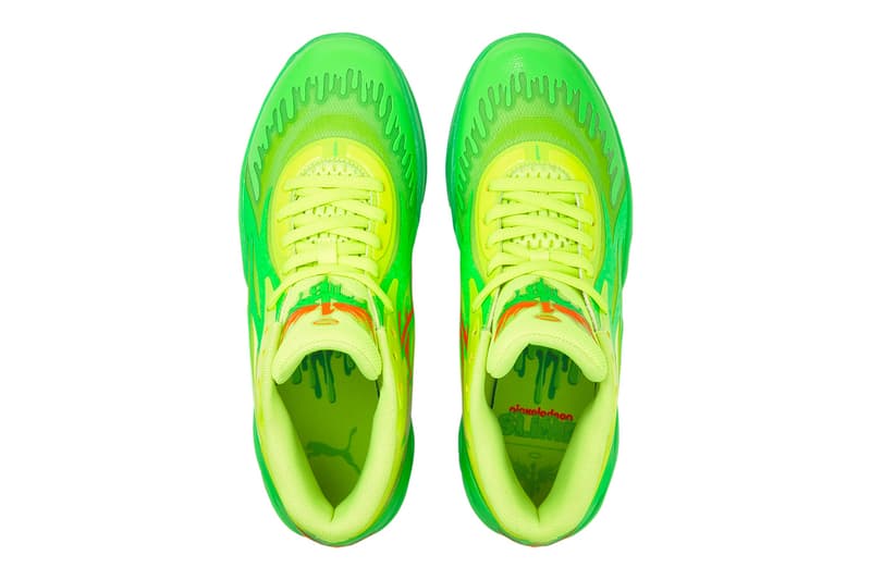 PUMA and Nickelodeon Come Together for a "Slime" Edition for the MB.02 lamelo ball green neon basketball show