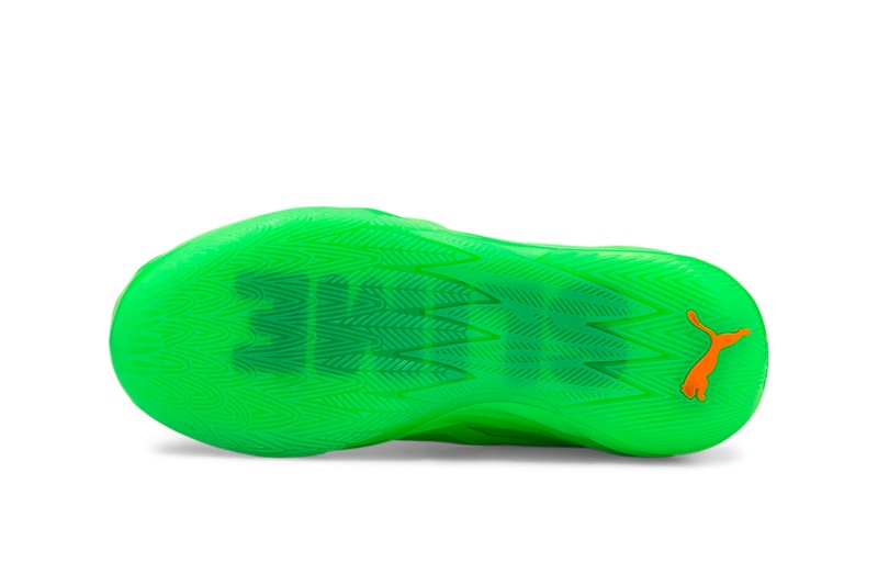 PUMA and Nickelodeon Come Together for a "Slime" Edition for the MB.02 lamelo ball green neon basketball show
