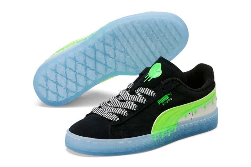 Nickelodeon PUMA Slime Collection Colaboração PUMA Suede PUMA Roma Verde Preto Branco Azul 21 de dezembro