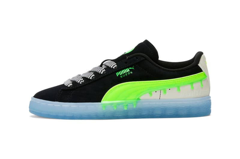 Nickelodeon PUMA Slime Collection Colaboração PUMA Suede PUMA Roma Verde Preto Branco Azul 21 de dezembro