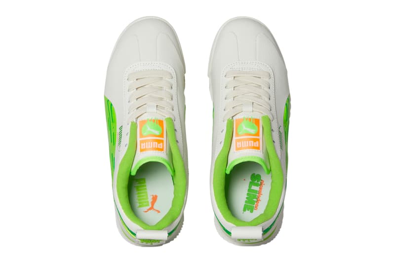 PUMA e Nickelodeon se unem na coleção de tênis 'Slime' 12 Nickelodeon PUMA Slime Collection Colaboração PUMA Suede PUMA Roma Verde Preto Branco Azul 21 de dezembro