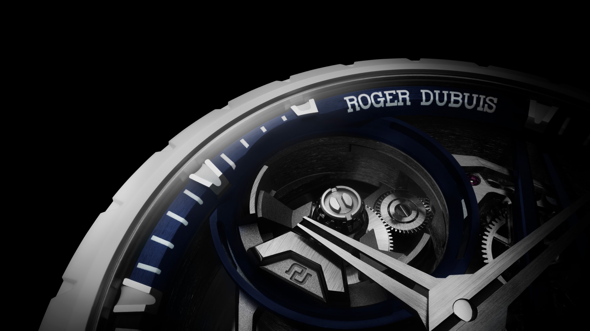 Roger Dubuis Excalibur Hypebeast Monobalancier MB HYPEBEAST Collaboration Timepiece Luxury Watch Geneva Switzerland Automatic RD720SQ Micro-Rotor Blue White Ceramic Double Balanced Inertia 