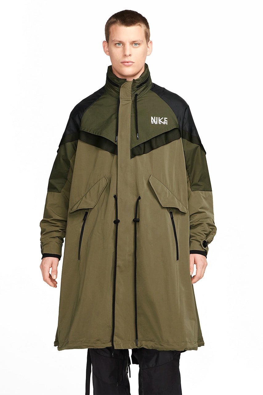 sacai nike trench jacket cargo pants hooded jacket hoodie tee chitose abe release date info store list buying guide photos price 